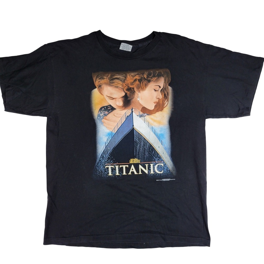 Vintage 1998 Titanic Movie Promo T-Shirt Stanley DeSantis Jack Rose Black XL